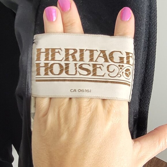 Heritage House Vintage Black Pure Virgin Wool Faux Fur Belted Double-Breasted - Picture 8 of 13